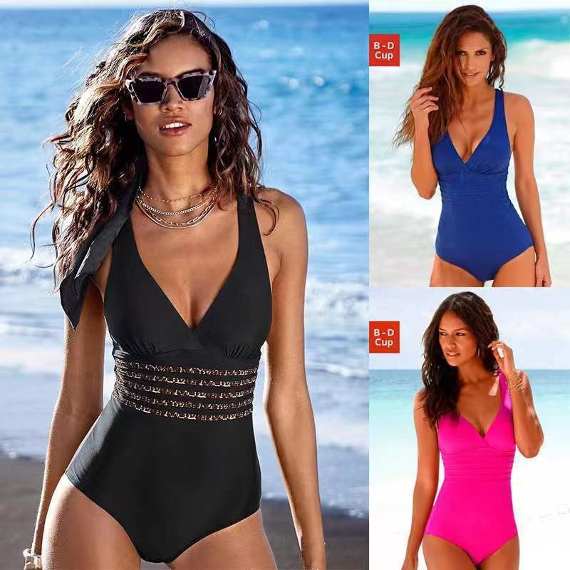 Swimsuit Bikini Ruched - 여성 수영복 탱키니 솔리드 컬러 크로스