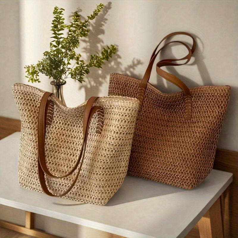 Crochet Bag Raffia - 여행용 지퍼가 달린 패셔너블하고 다재다능한 여성용