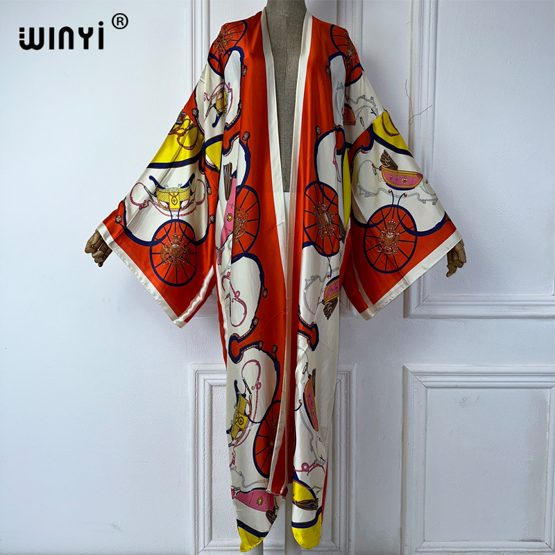 Cover Up Kaftan - WINYI boho 프린트 기모노 여름 카디건