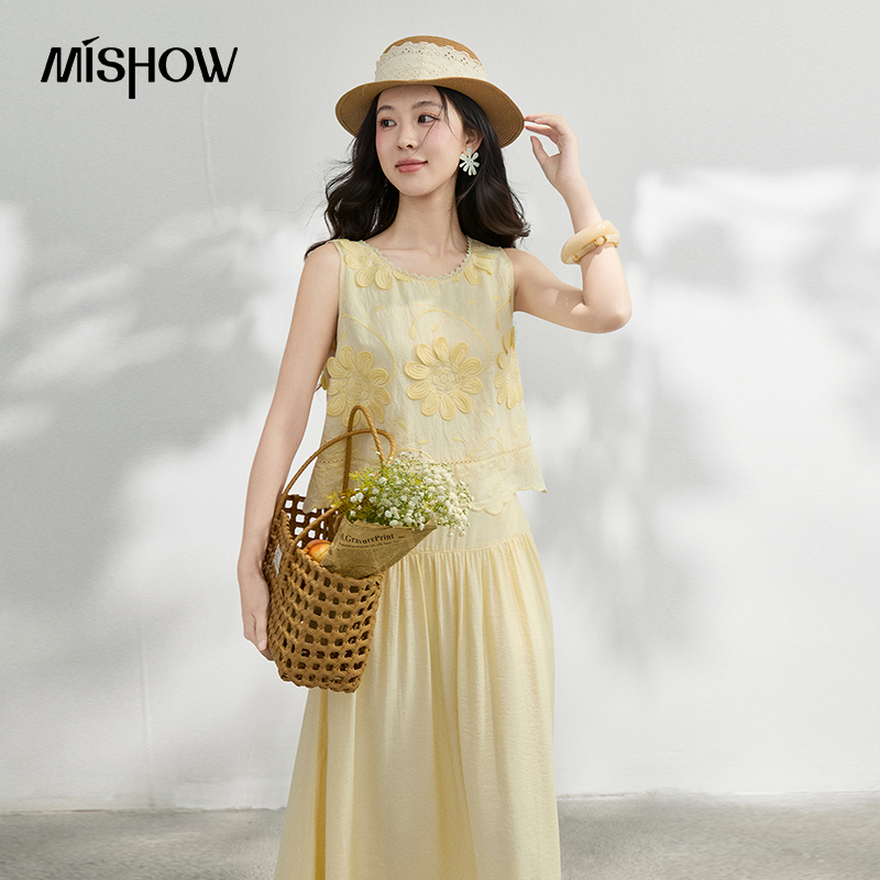 MISHOW 프랑스 꽃 자수 블라우스 솔리드 스커트 세 - Midi Skirt Floral 리뷰 및 가격