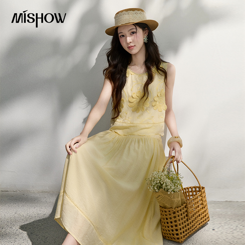 MISHOW 프랑스 꽃 자수 블라우스 솔리드 스커트 세 - Midi Skirt Floral 리뷰 및 가격