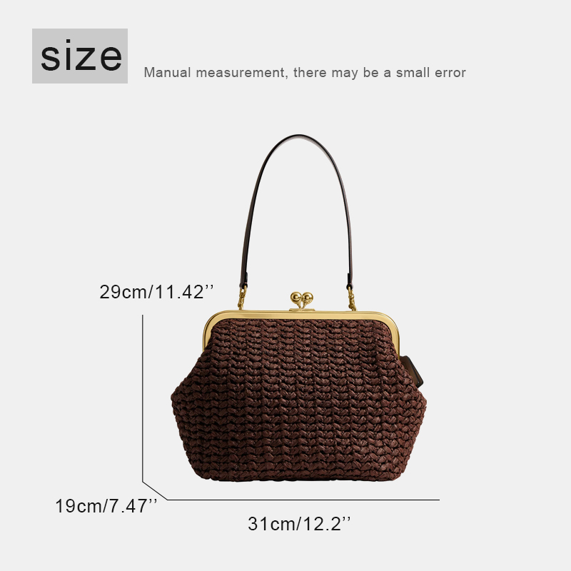 손으로 짠 키스락 프레임 숄더 라피아 클립 스트로 비치 - Crochet Bag Raffia 리뷰 및 가격