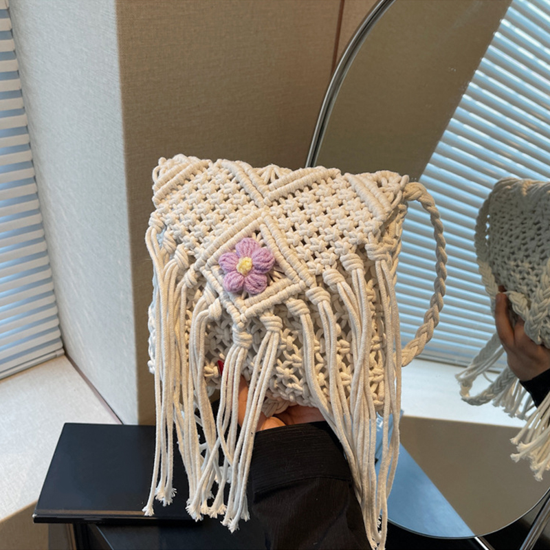 여성을위한 여름 가방 수제 술 비치 가방 짠 핸드백 휴 - Crochet Bag Raffia 리뷰 및 가격