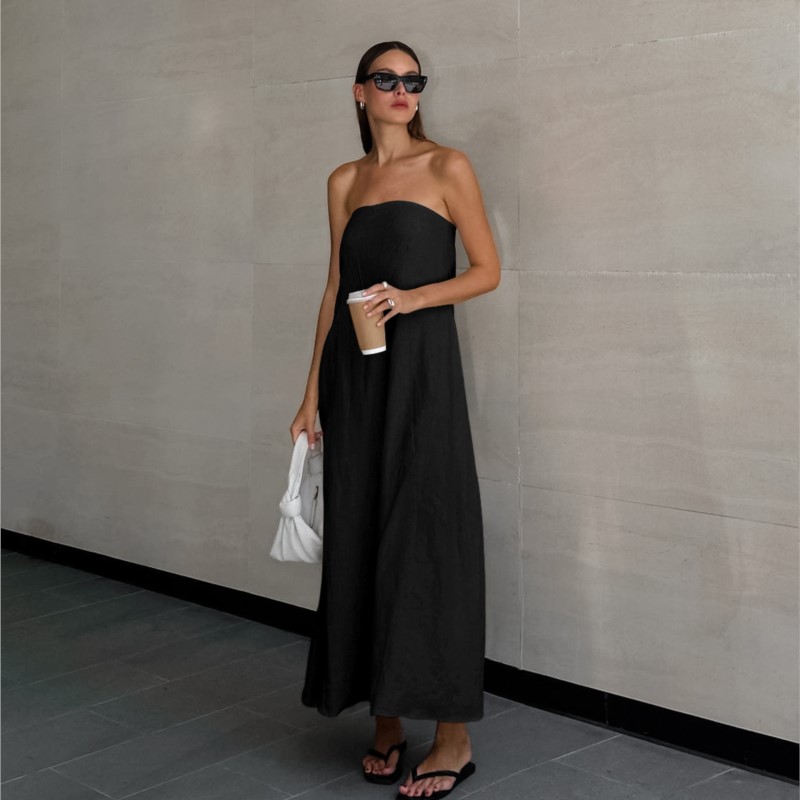 패션 우아한 심플한 디자인 Strapless 코튼 린넨 - Linen Dress Wrap 리뷰 및 가격