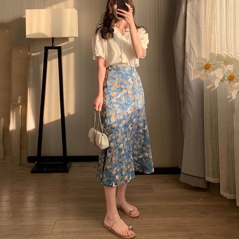 여성 여름 투피스 세트 레이스 탑과 플로럴 미디 스커트 - Midi Skirt Floral 리뷰 및 가격