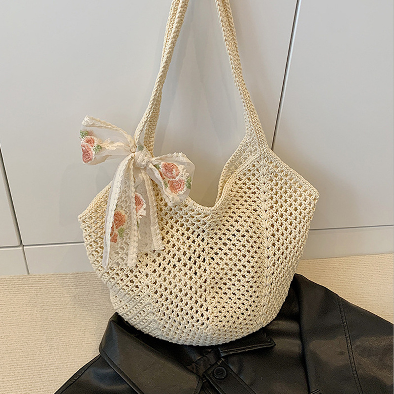 여름 레이스 보우 토트백 여성 라피아 니트 숄더백 20 - Crochet Bag Raffia 리뷰 및 가격