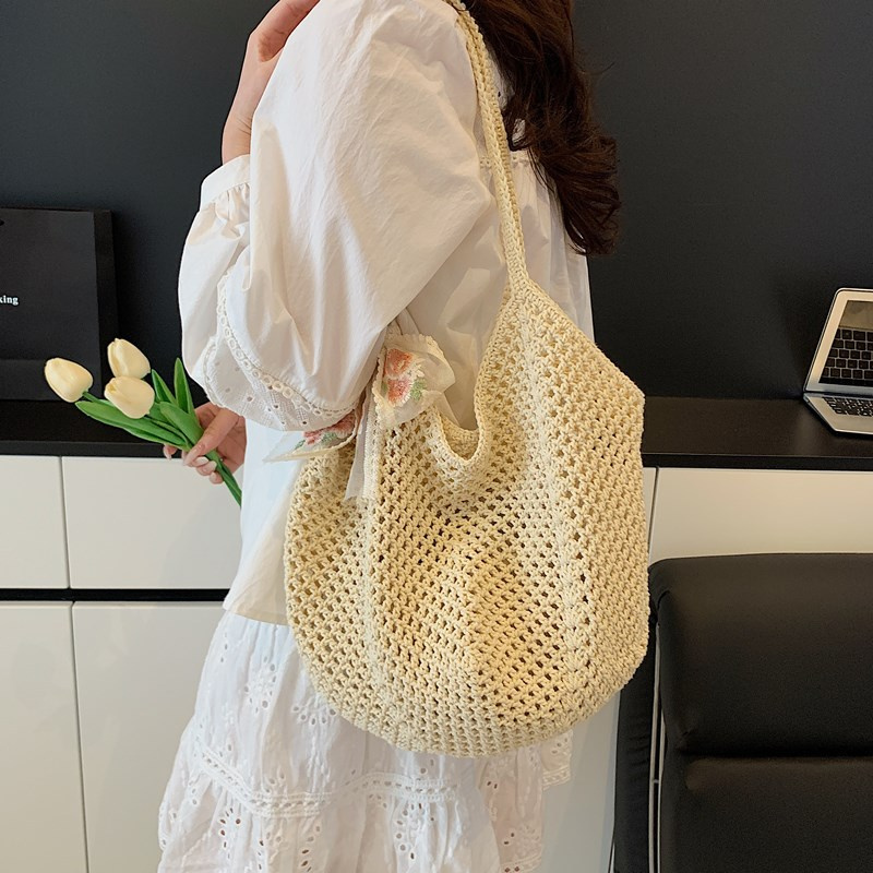 여름 레이스 보우 토트백 여성 라피아 니트 숄더백 20 - Crochet Bag Raffia 리뷰 및 가격