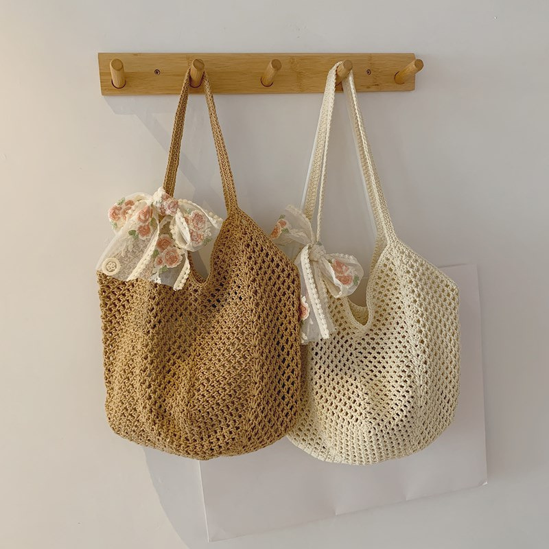 여름 레이스 보우 토트백 여성 라피아 니트 숄더백 20 - Crochet Bag Raffia 리뷰 및 가격