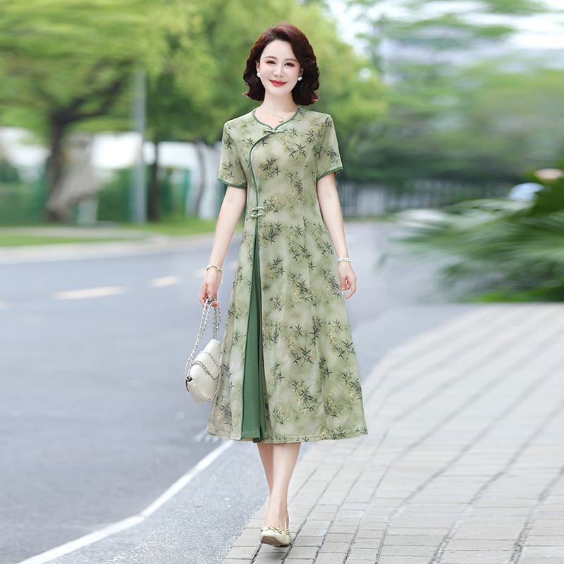 중년 여성을위한 꽃 무늬 미디 드레스 여름 새로운 스타 - Midi Skirt Floral 리뷰 및 가격