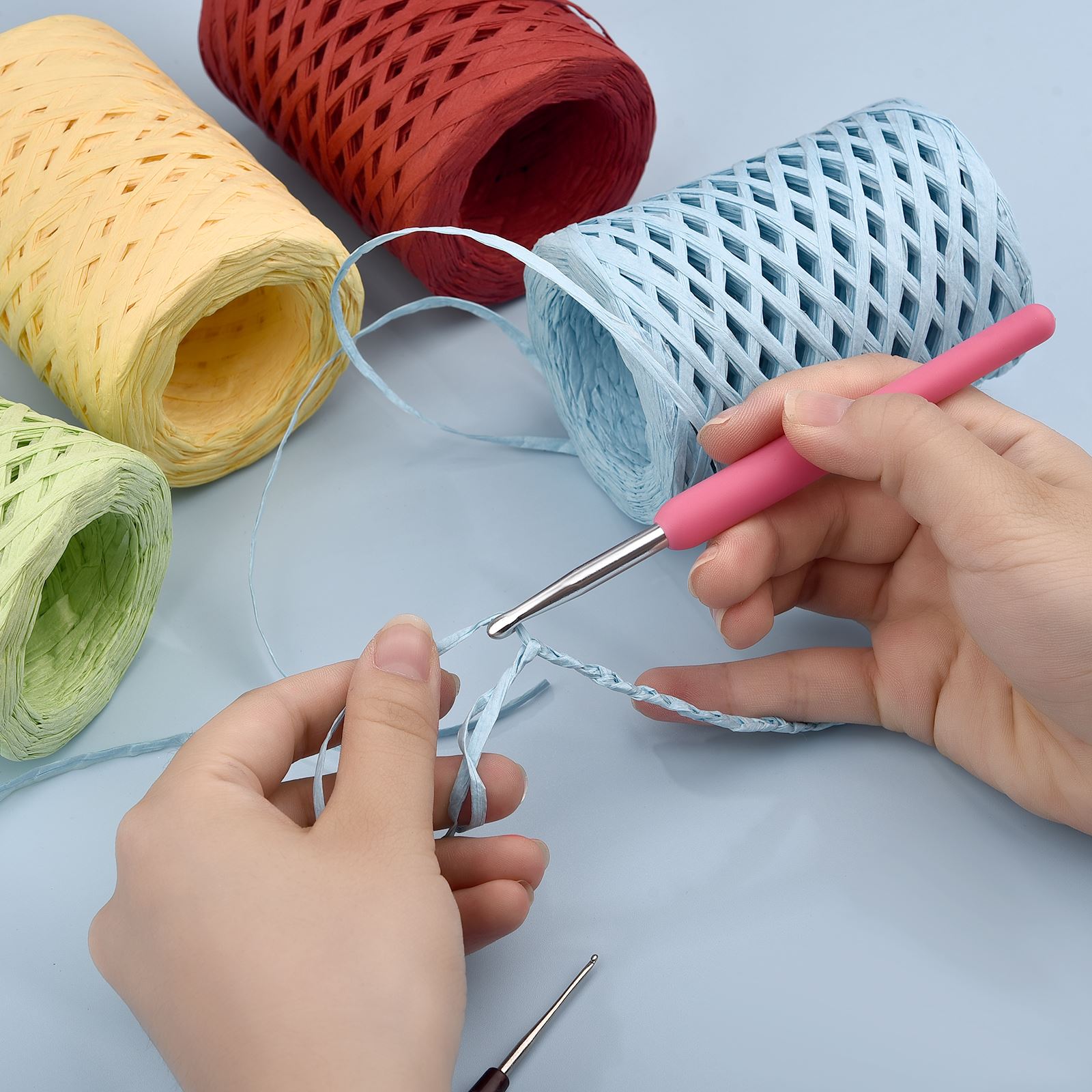 100M 천연 라피아 짚 원사 뜨개질 크로 셰 뜨개질  - Crochet Bag Raffia 리뷰 및 가격