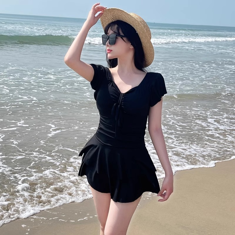 여성용 레드 V 넥 스커트 원피스 수영복 반팔 프론트  - Swimsuit Bikini Ruched 리뷰 및 가격