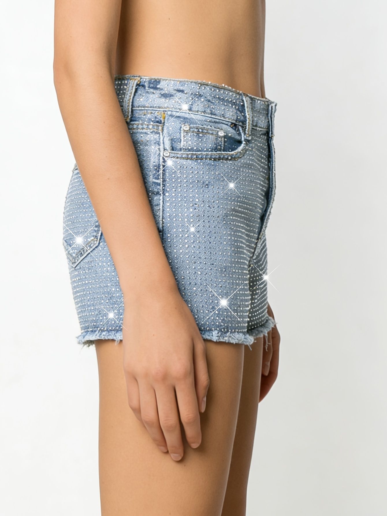 2026 새로운 풀-비쥬 장식 탄성 블루 프레이드 데님 - Shorts Denim Frayed 리뷰 및 가격