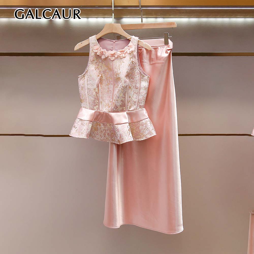 GALCAUR 솔리드 플로럴 슬리밍 투피스 세트 여성용 - Midi Skirt Floral 리뷰 및 가격
